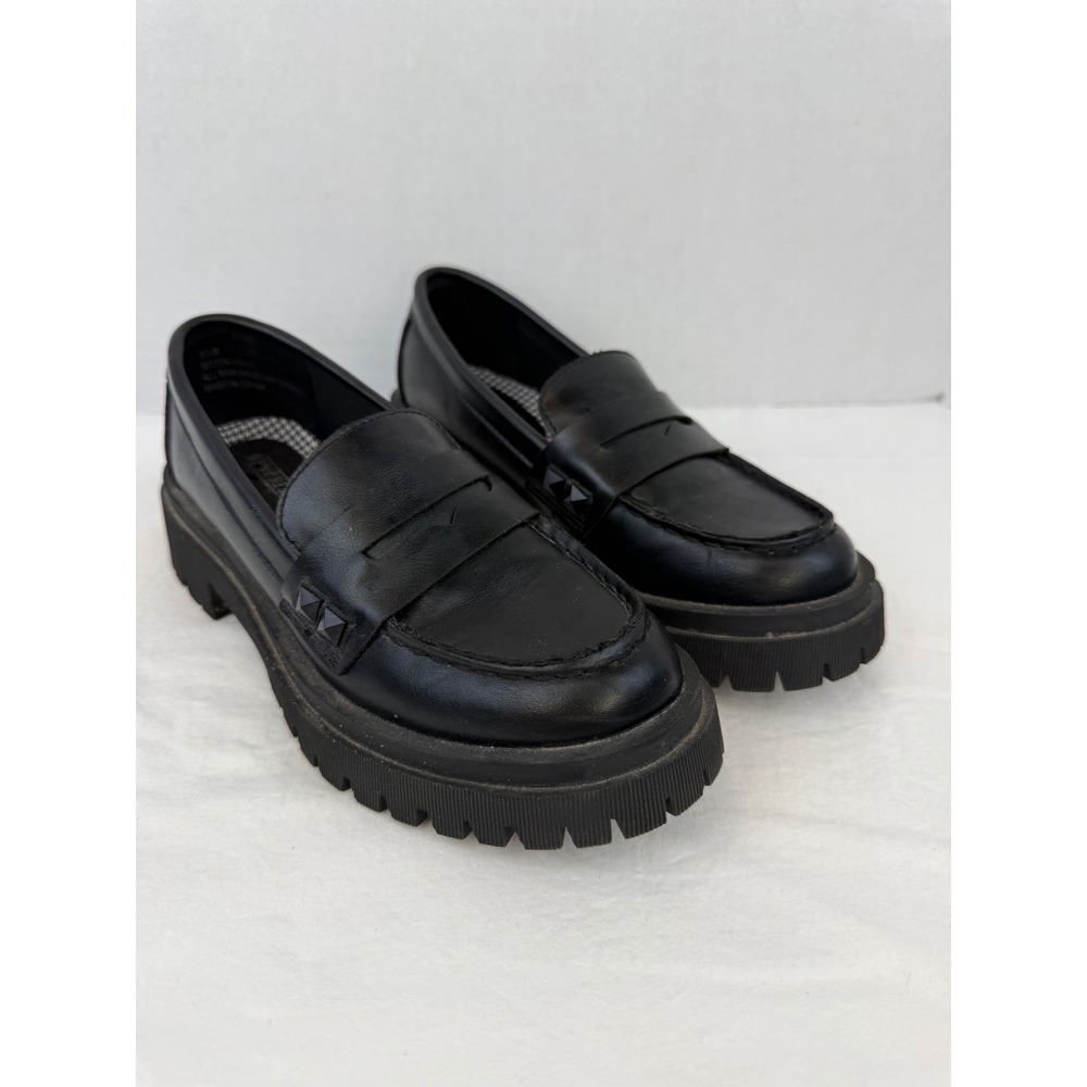 Seychelles Hank‎ Black Lug Sole Penny Loafers Chunky Platform N51534 Size 5.5M